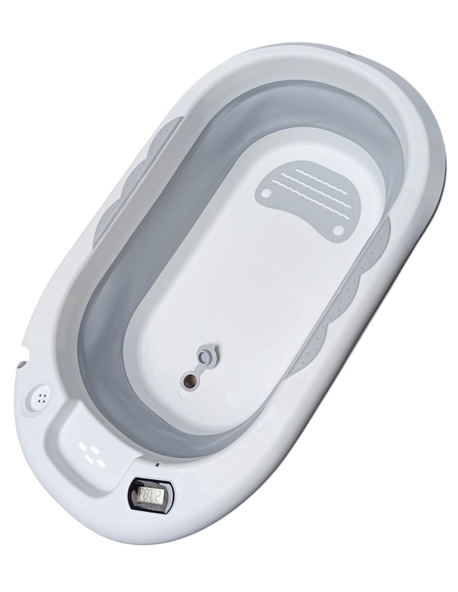 Dara Baby Tina de Baño para Bebé | Bañera Plegable y Portátil con Cojín | Cómoda y Segura | Baño Infantil | Bañera para recién nacidos. (Gris)