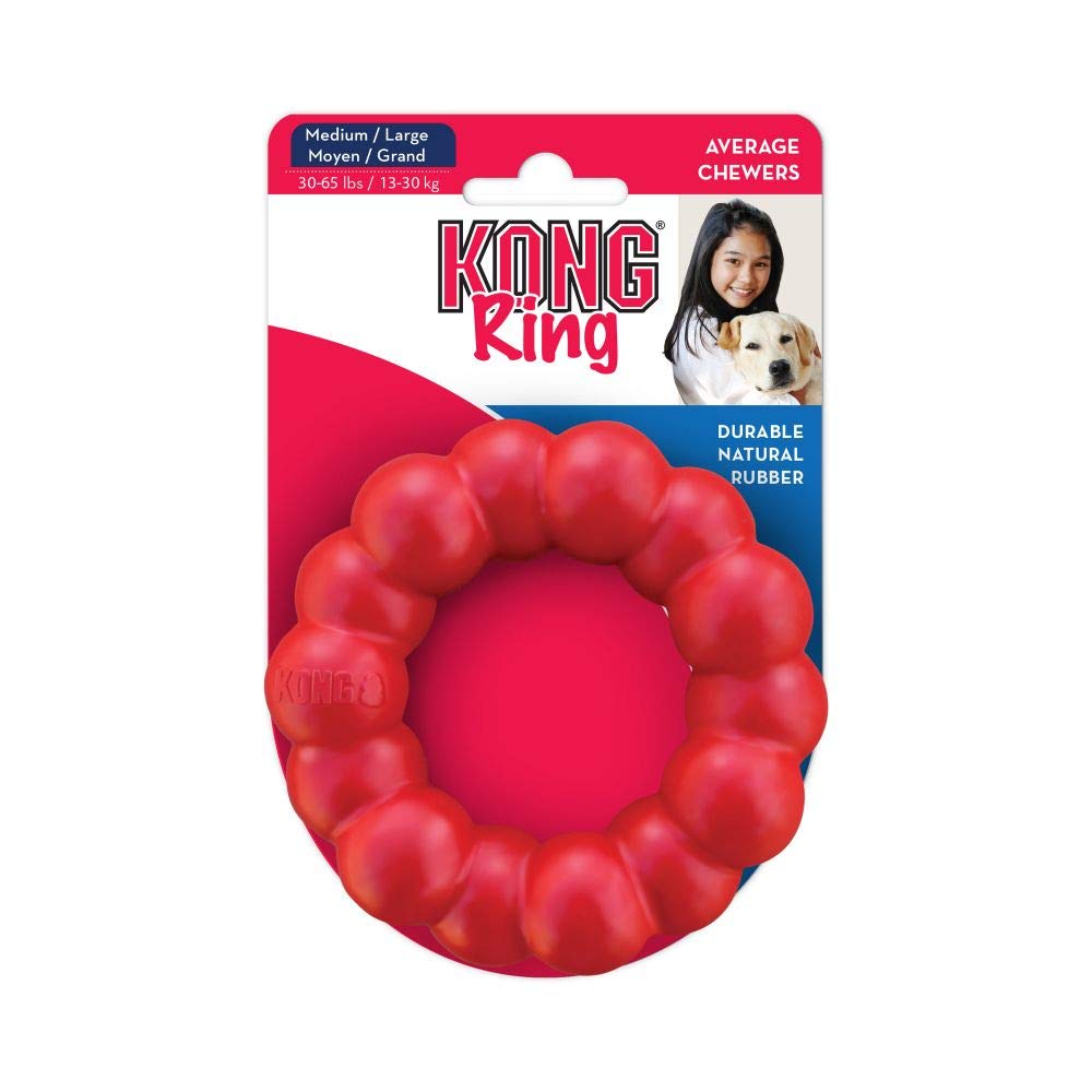 Kong KM1 Ring Dog Toy, color Rojo, Mediano/Grande
