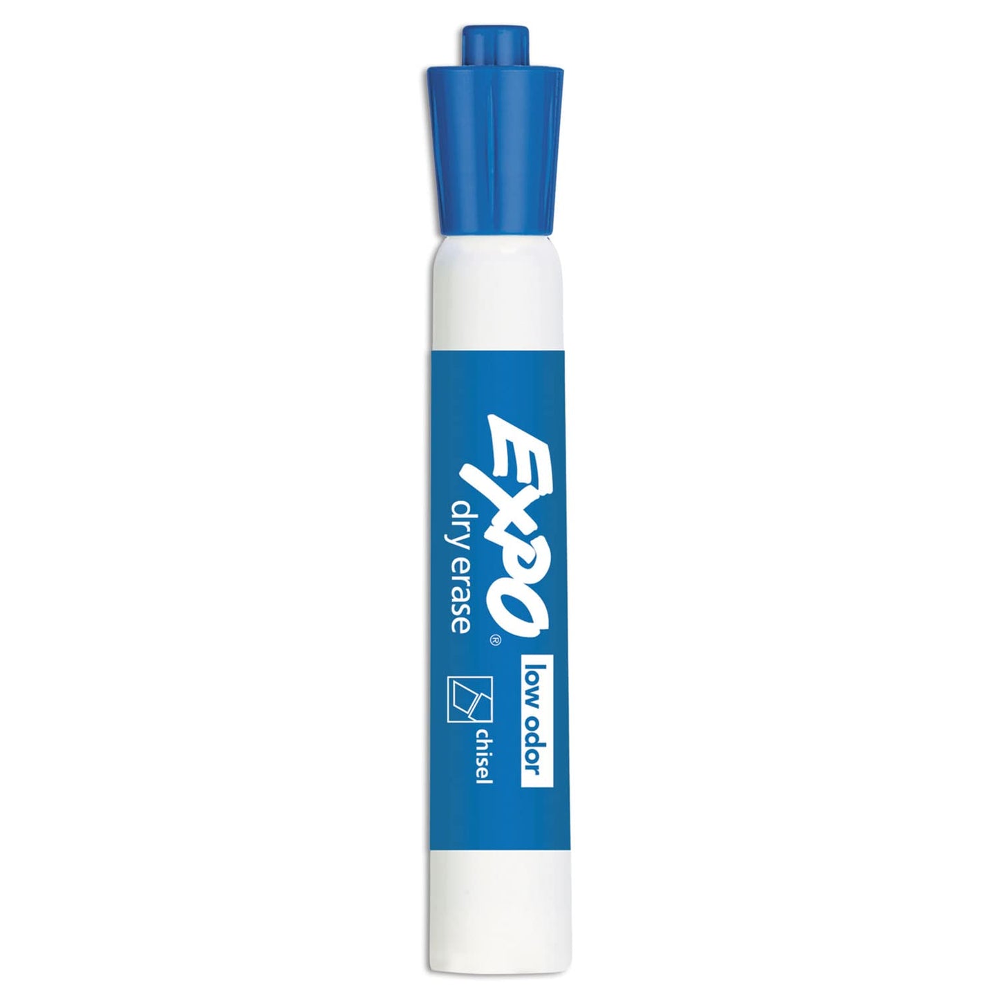 Expo Marcadores de borrado en seco con poco olor., Cincel, Azul, 12-Count