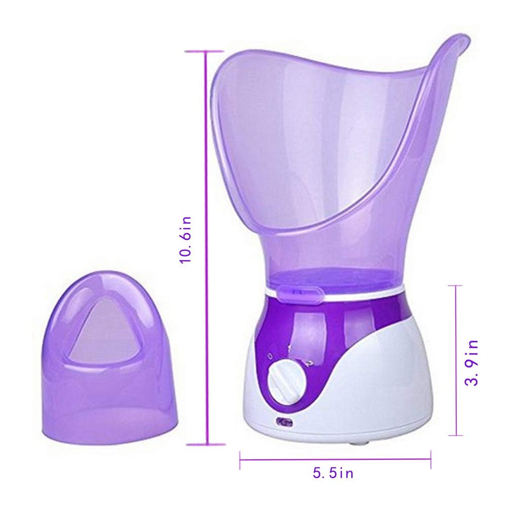 Inhalador de vapor facial profesional para sauna facial Spa para mascarilla hidratante – Senos con aromaterapia – poros con temporizador y extracto de puntos negros, difusor de cuidado de la piel (púrpura)