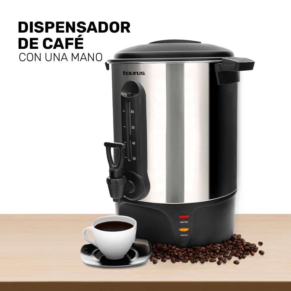 Cafetera Percoladora Taurus Acero Inoxidable 60 Tazas con Indicadores Luminosos