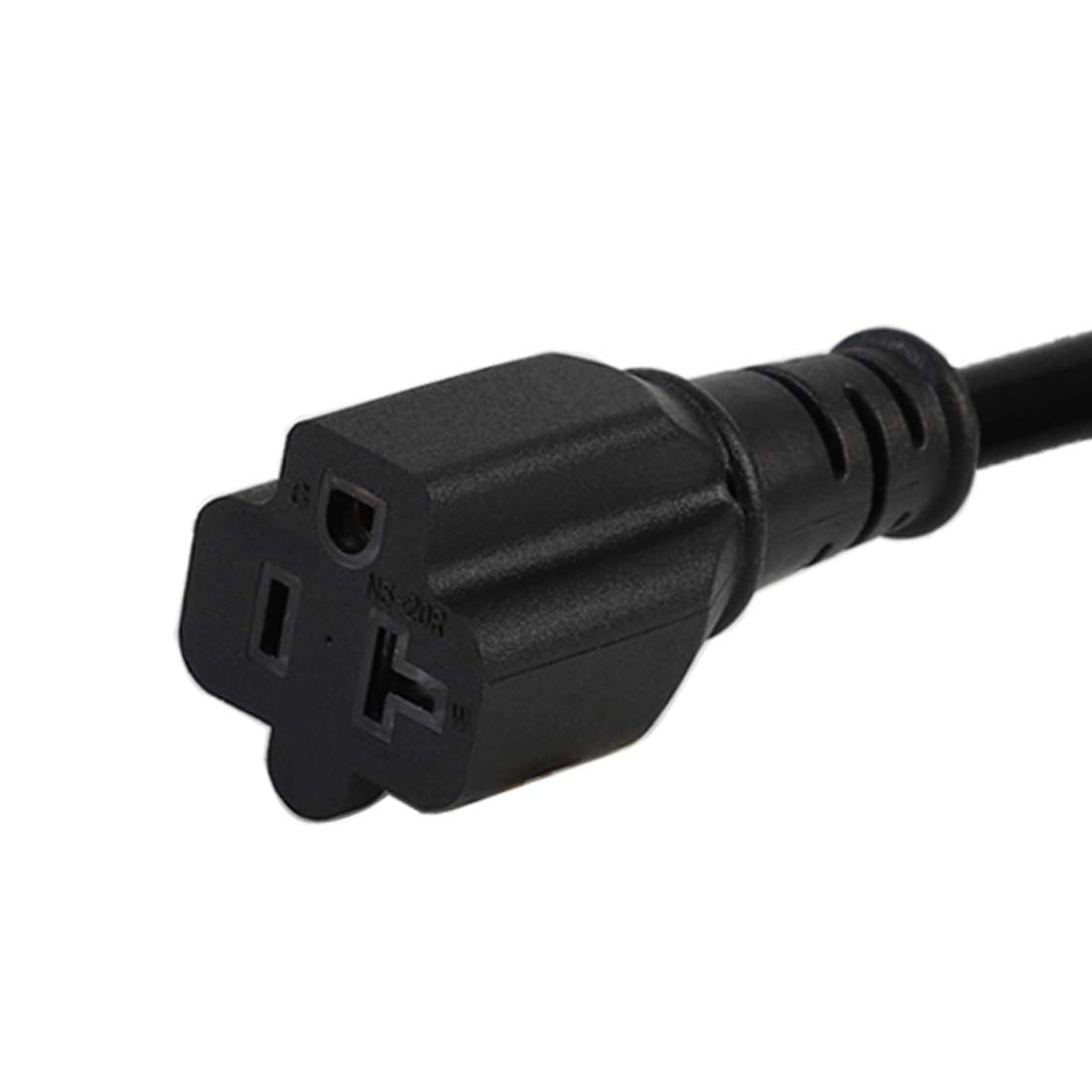 Cable adaptador de enchufe [UL Listed] 14AWG (1 pie) NEMA 5-15P a 5-15/20R (peine 20Amp T Blade) 15 Amp Enchufe doméstico a 20 Amp Cable de alimentación de CA