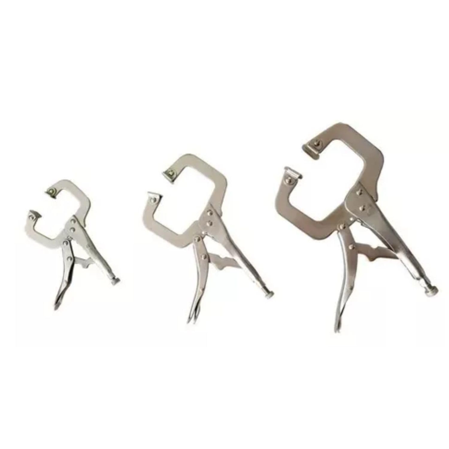 Pinza de Presión Tipo "C" Autoajustable de Metal, Seguridad Juego de 3 Piezas 17 cm, 23 cm, 27 cm