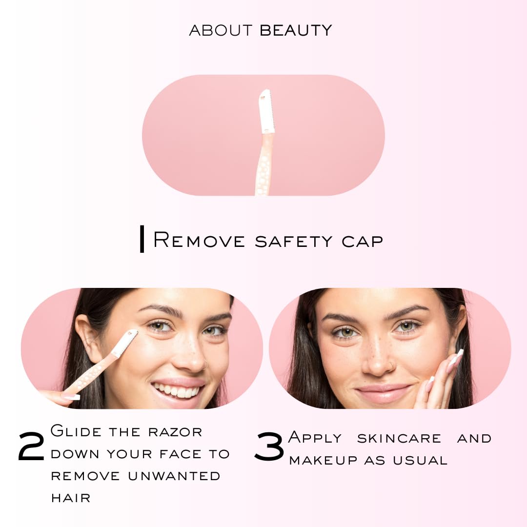 About Beauty Maquinillas de afeitar faciales antipelusas About Face: 18 afeitadoras de belleza para depilación, ideales para afeitar, exfoliar, dermaplaning y dar forma a las cejas. Acero japonés que