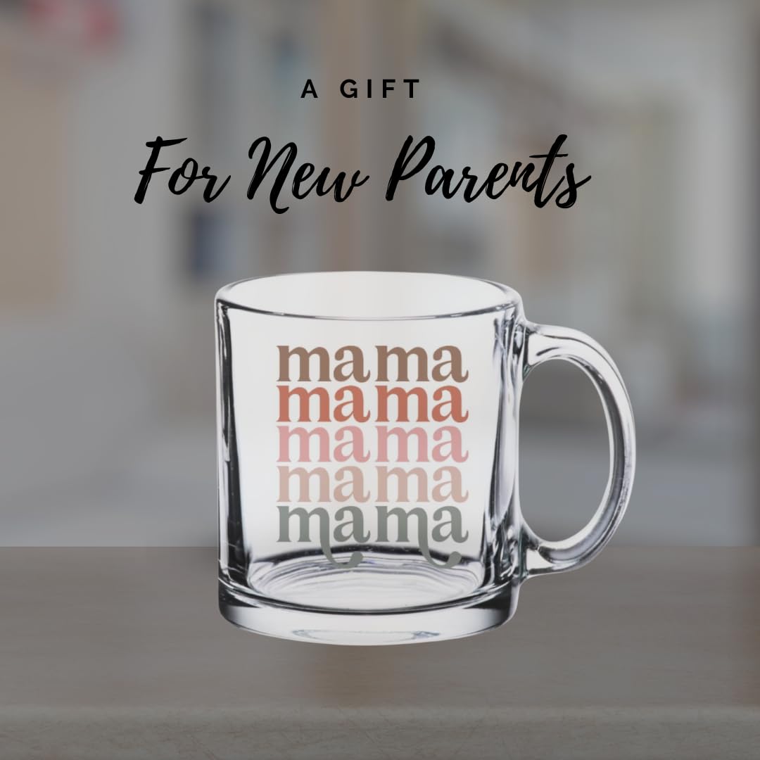Tipit Drinkware - Juego de tazas de café de vidrio para mamá y papá, juego de regalo para nuevos padres a ser baby shower regalos para padres, tazas de mamá y papá para futuros padres