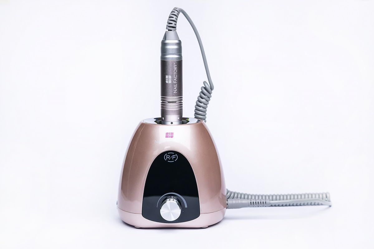 NAIL FACTORY - Mini Maq Pro II de Alto Rendimiento, Pulidor de Uñas Eléctrico, 35 000 RPM, Rotación Bidireccional, Rosa, con 6 Puntas Profesionales