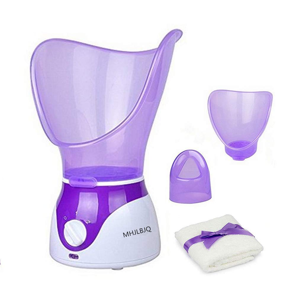 Inhalador de vapor facial profesional para sauna facial Spa para mascarilla hidratante – Senos con aromaterapia – poros con temporizador y extracto de puntos negros, difusor de cuidado de la piel (púrpura)