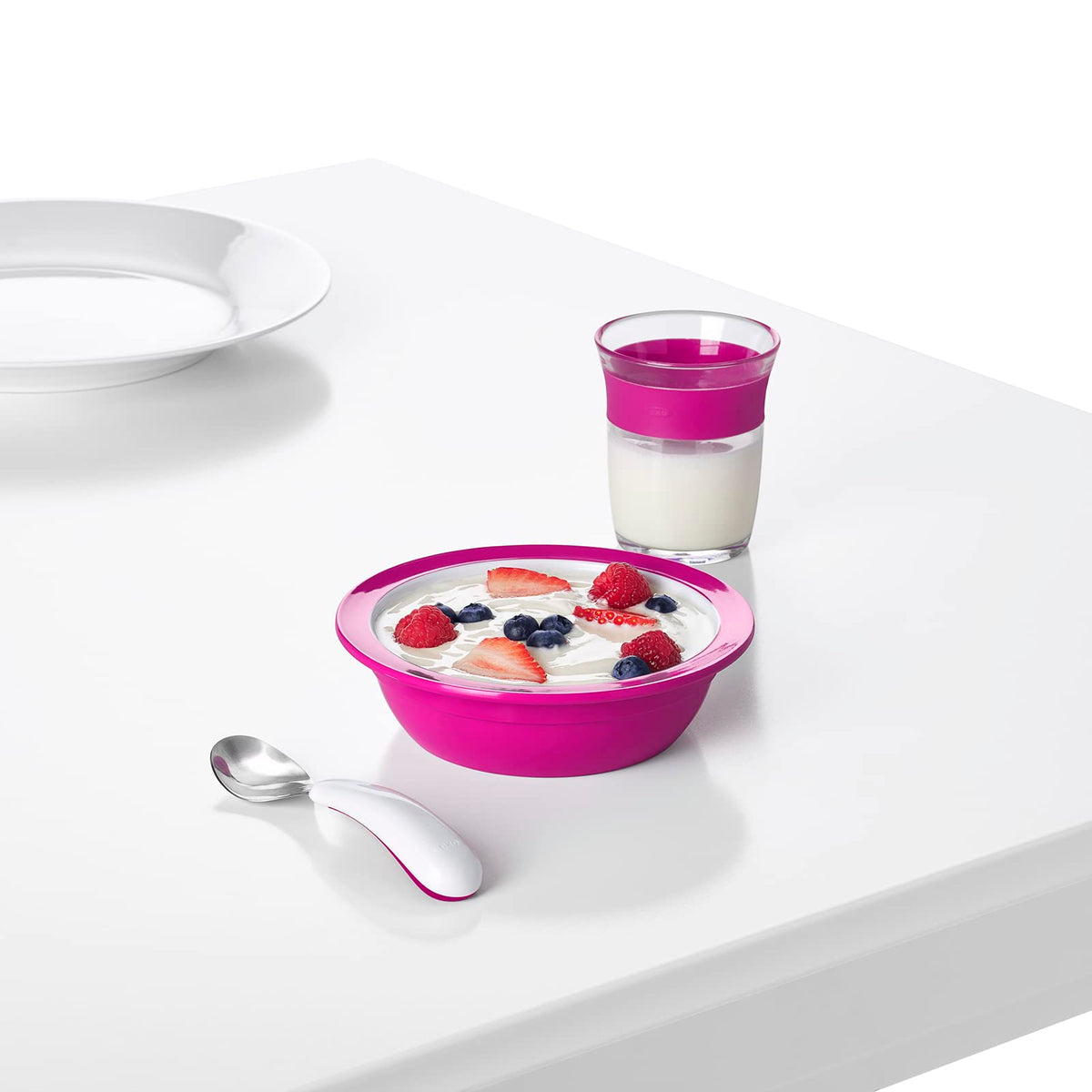 OXO Tot 6124100 Juego Tenedor y Cuchara, Acero Rosa, 2 Piezas