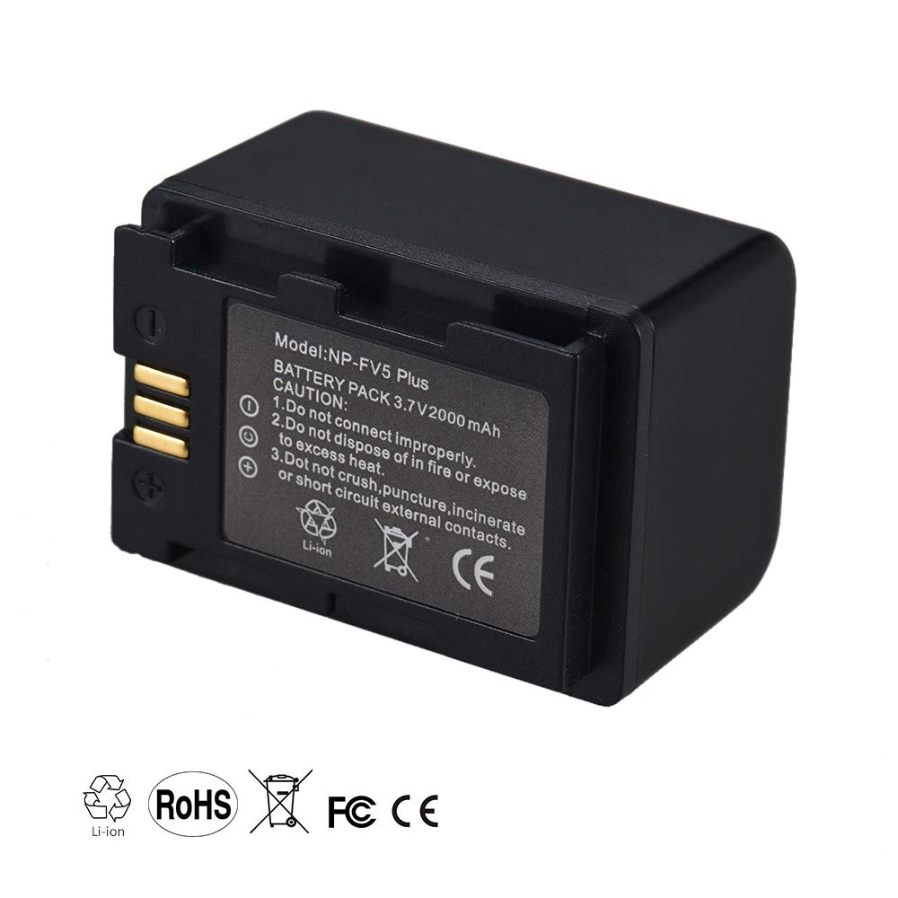 Batería Recargable Andoer NP-FV5 Plus 3.7 V 2000 mAh para Videocámara Sony DV en Paquete de 2