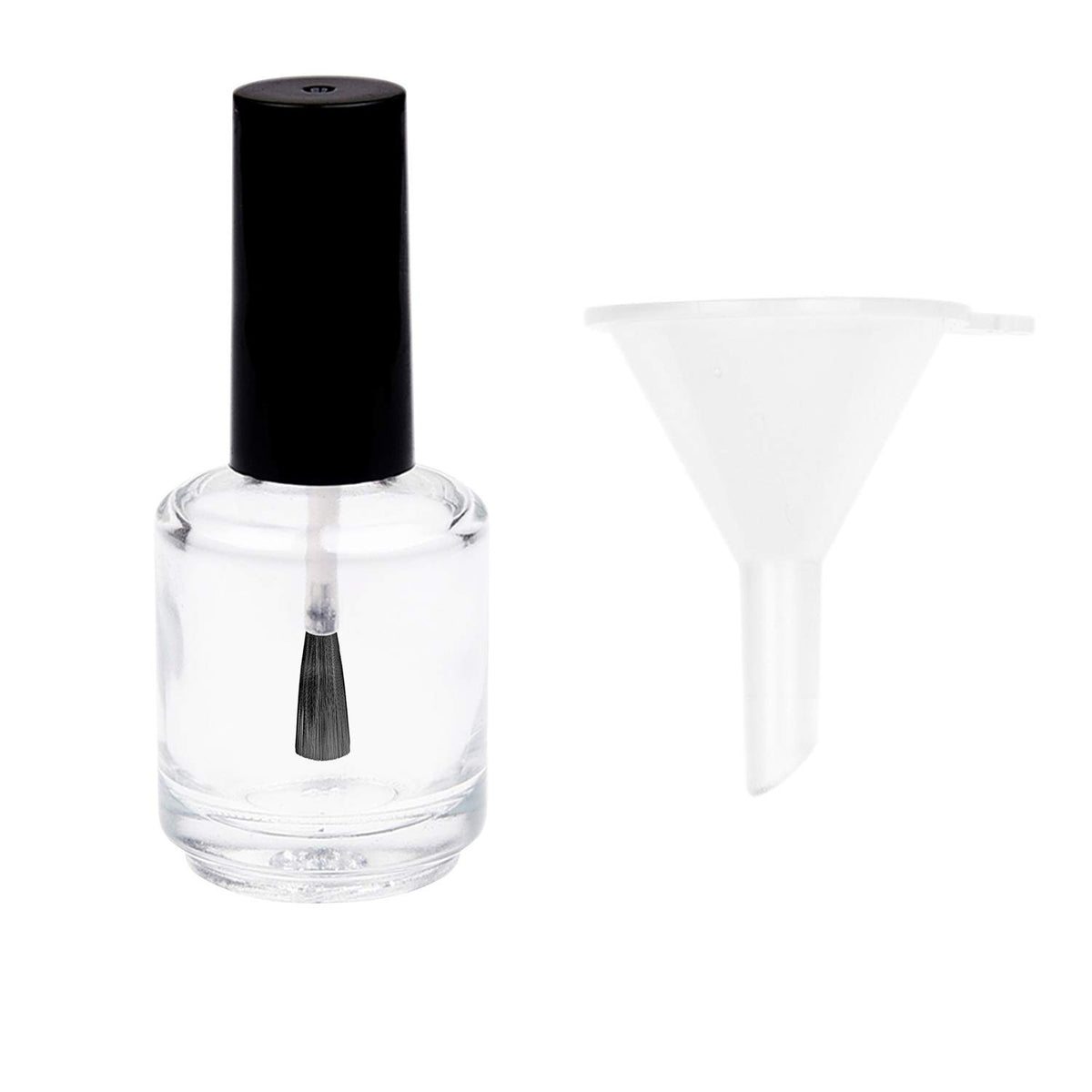 Botellas vacías de esmalte de uñas con cepillos Dupont – Juego de 6 – Cristal transparente – Incluye embudos (para un fácil relleno) y bolas de mezcla (para mejores resultados de mezcla) – Haz tu propio esmalte de uñas