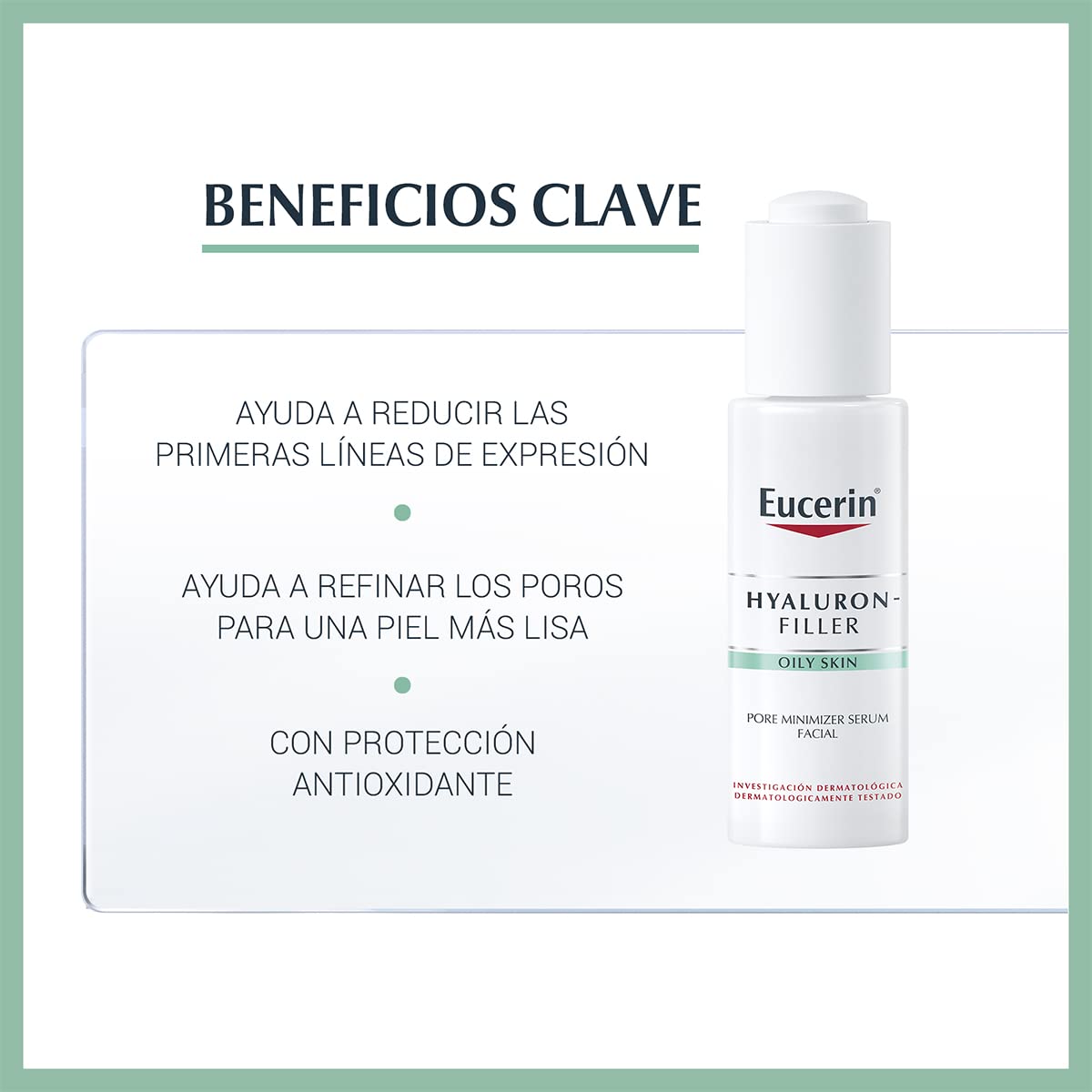Kit Eucerin Hyaluron-Filler pore minimizer serum 30ml + Protector solar facial efecto mate toque seco Oil Control, 50 ml