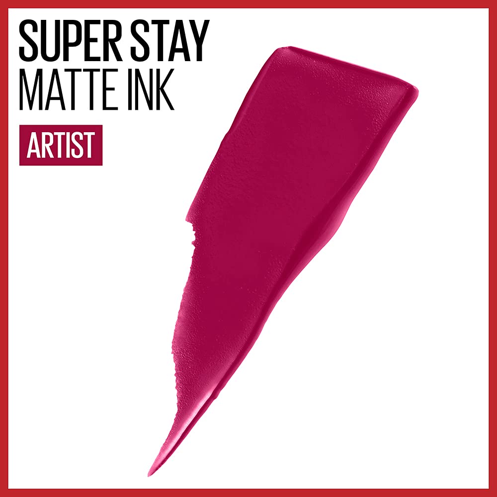 Labial líquido brillante Maybelline Super Stay Vinyl Ink Royal + Labial Liquido Matte Larga Duracion Superstay City Edition, 120 Artist