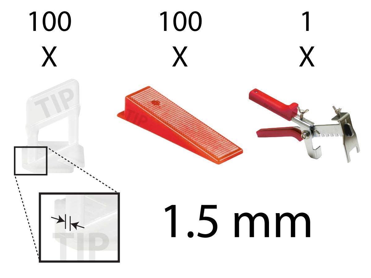 Kit Completo Niveladores de Azulejos TIP 1.5 mm con Clips y Cuñas para Pisos de Porcelanato