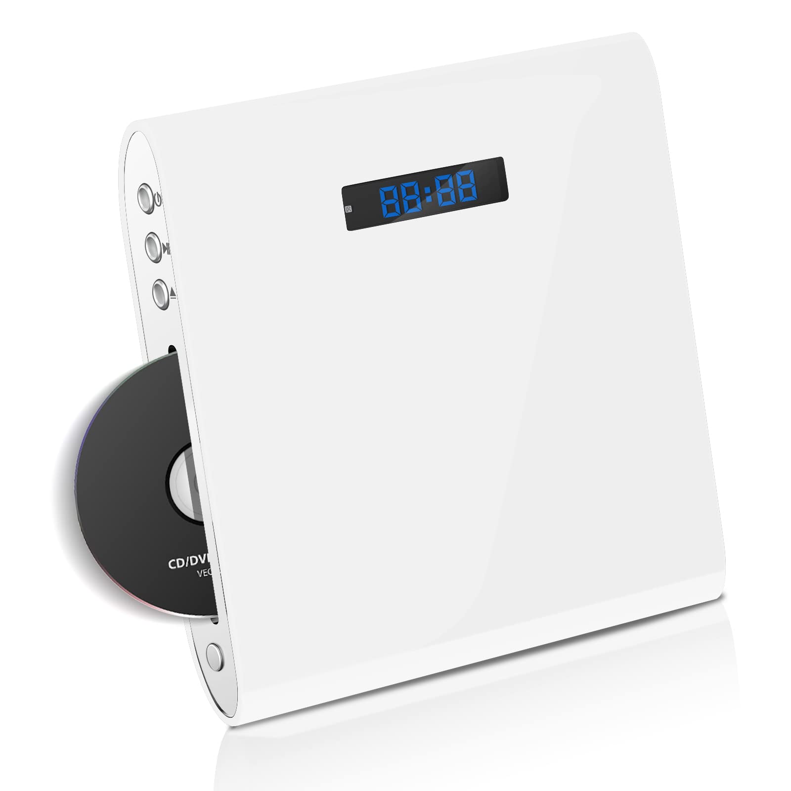 Famishow, reproductor de DVD gratuito para TV de todas las regiones con salida AV/HDMI y entrada USB, reproductor de DVD HD 1080P con cable HDMI, control remoto y cable AV, montaje en pared (blanco)