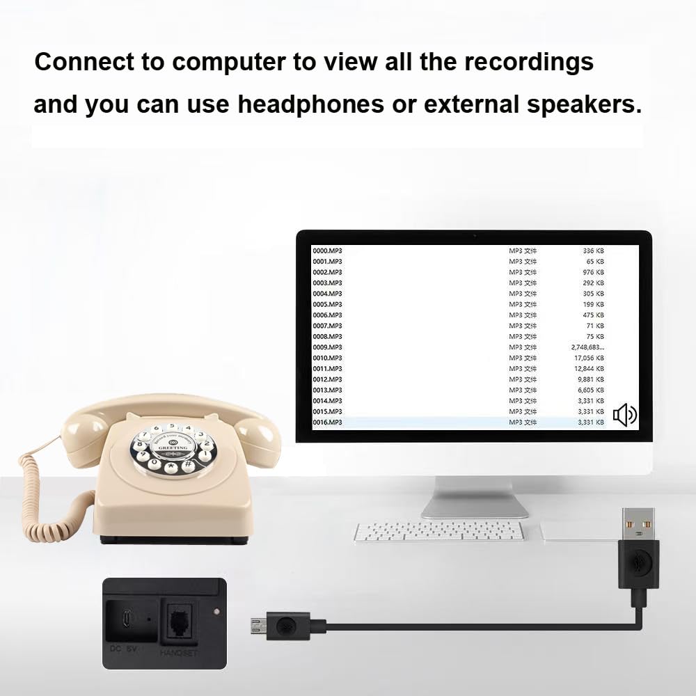 TelPal - Libro de visitas de audio para grabación de voz, teléfono libro de visitas para bodas, despedidas de soltera, aniversarios | grabador de voz de teléfono retro | teléfono con memoria