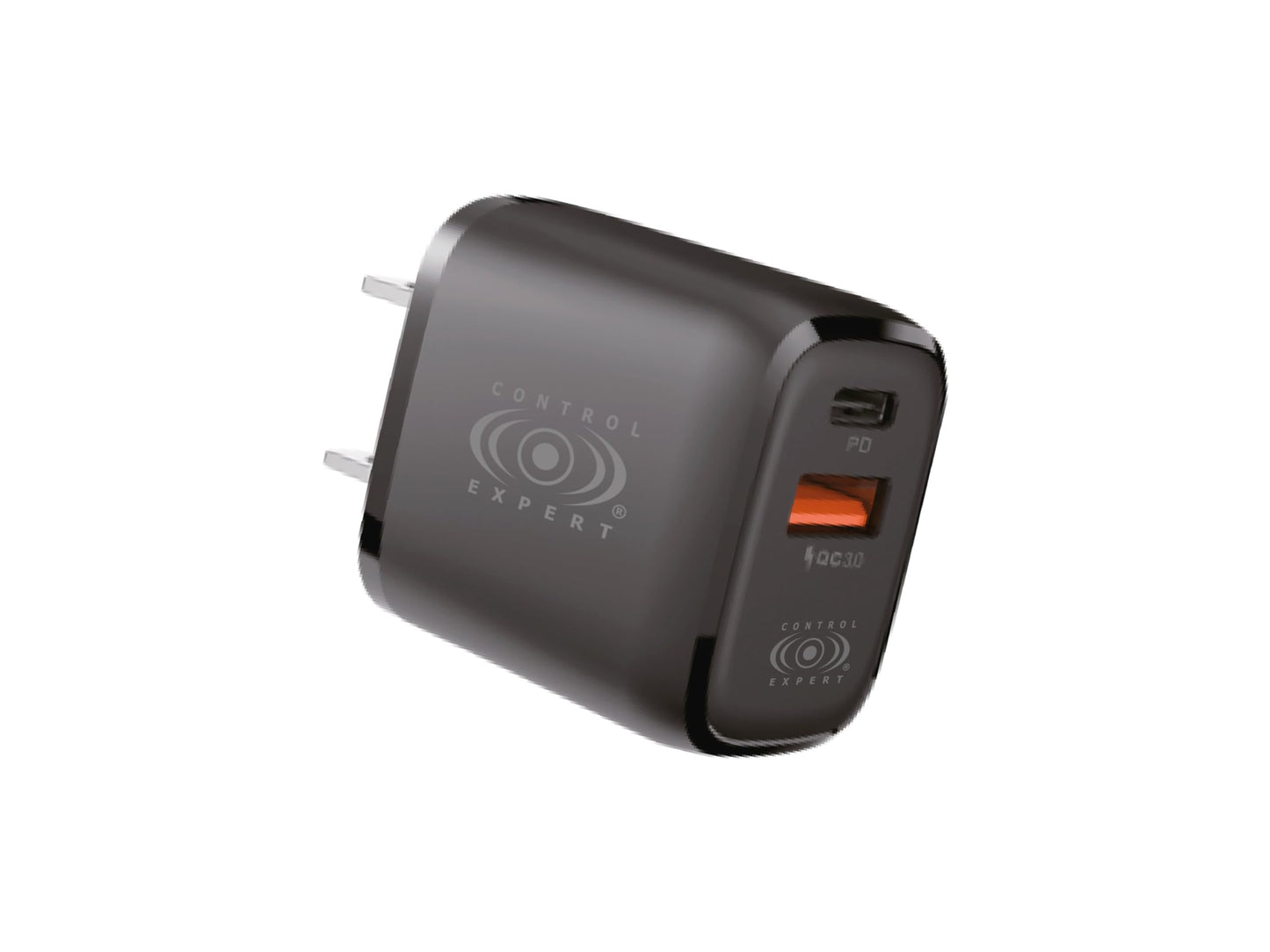 CONTROL EXPERT Turbo Cargador Tipo C y USB Puerto de Salida Universal PD 38W 12V 1.5A (Negro)