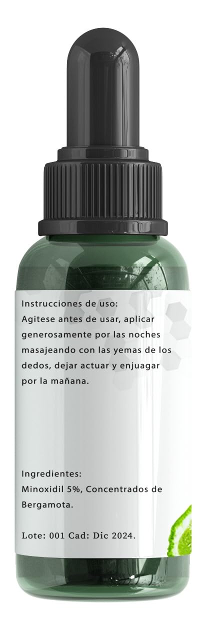 Tratamiento para Cabello y Barba Minoxidil 5% Minoxidilber Bergamota