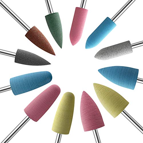 KADS 12 brocas de silicona para uñas de salón de manicura