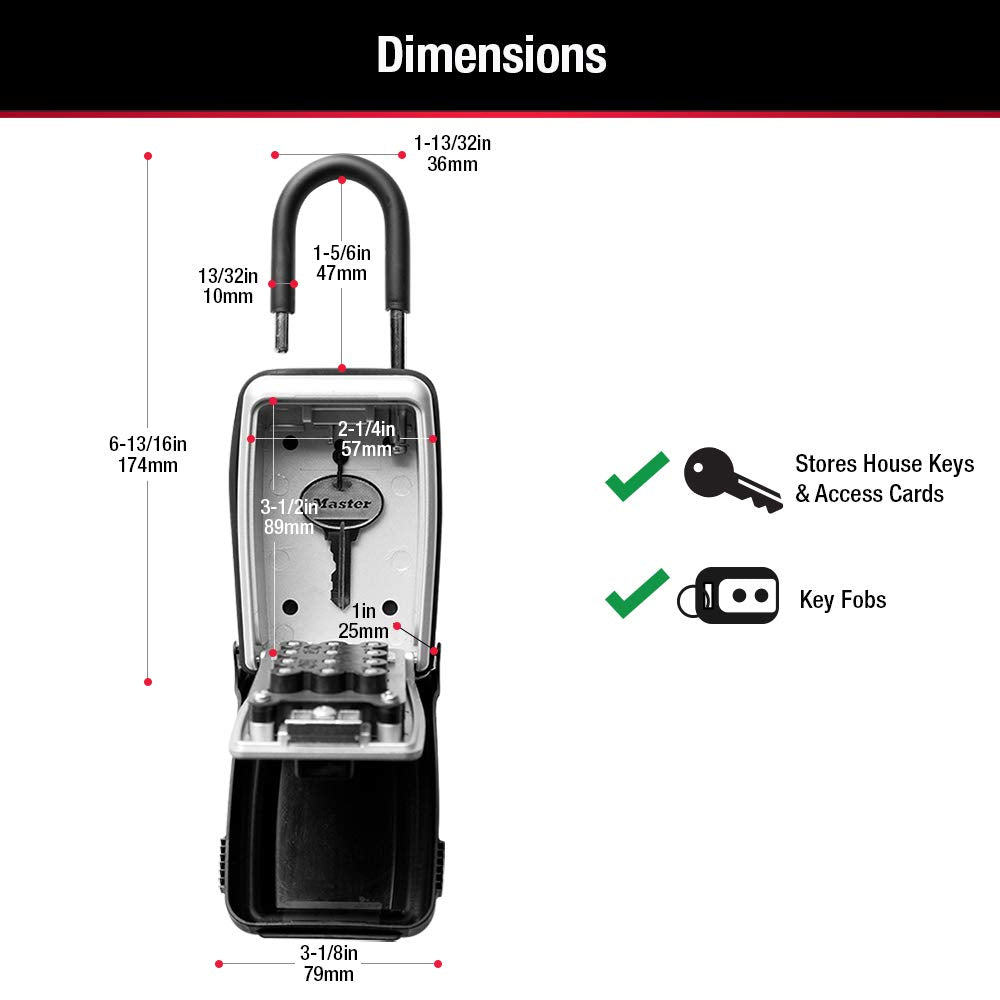 Caja de Seguridad Master Lock Negro Portátil con Botón de Combinación Personalizable