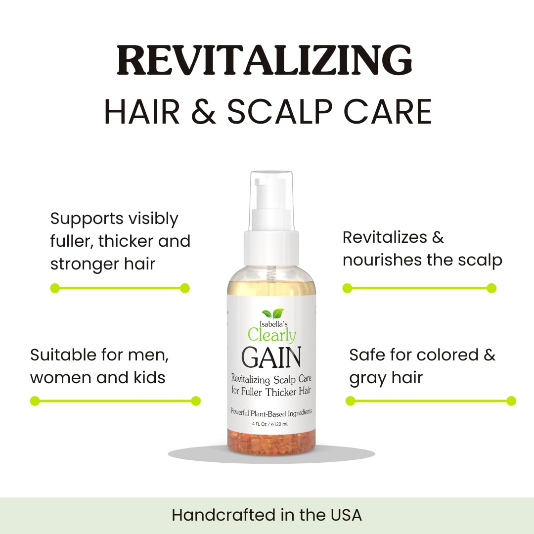Aceite de Crecimiento del Cabello Clearly GAIN Natural con Ricino Salvia Romero para Cabello Debilitado en Hombres y Mujeres