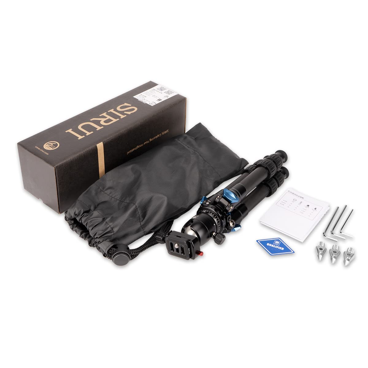 Trípode de Cámara SIRUI Fibra de Carbono 16" Compacto de Viaje con Cabeza de Bola B-00K 360°