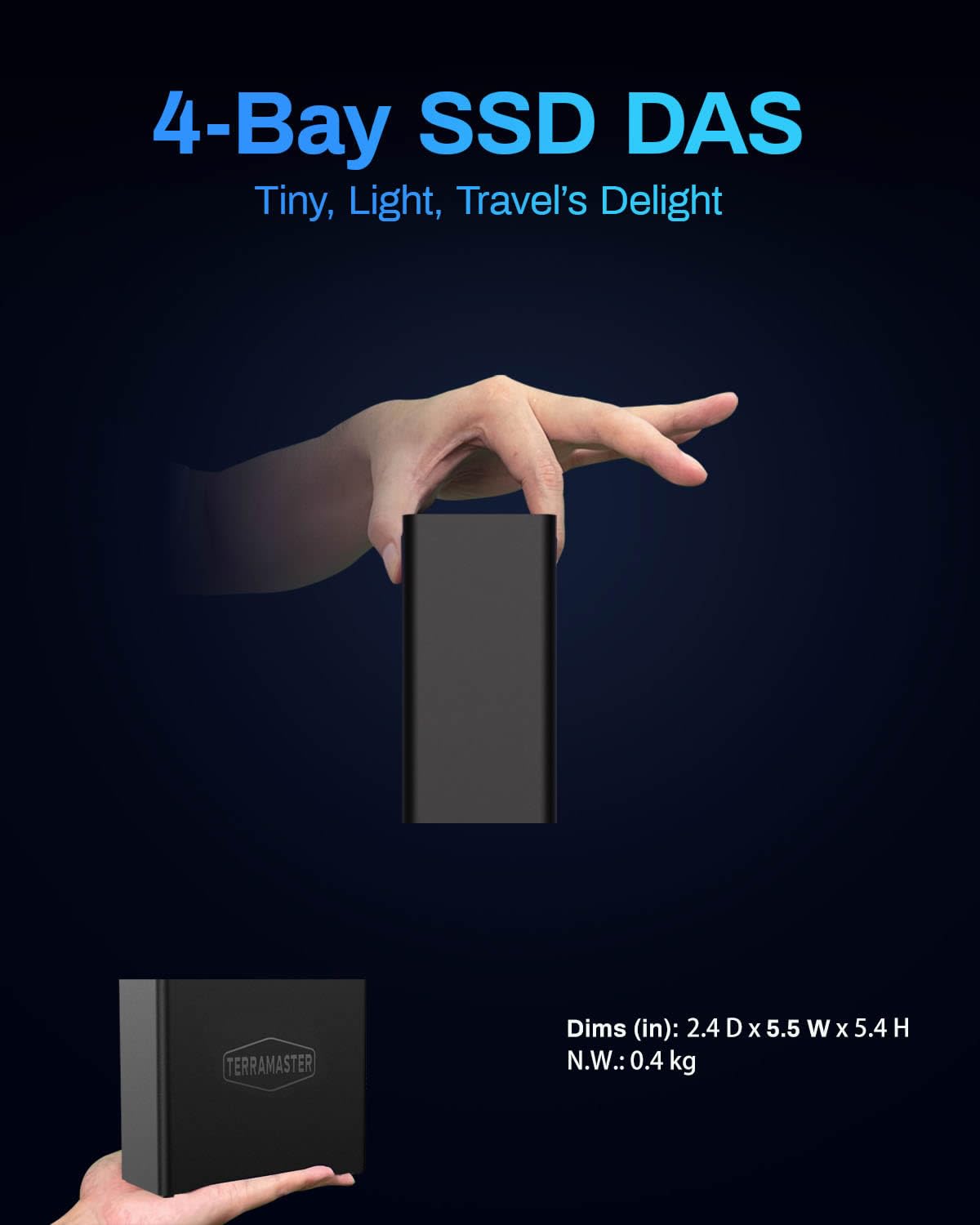 Almacenamiento TERRAMASTER D4 SSD NVMe USB4 40Gbps Tipo C con Aplicación de Respaldo 4 Bahías