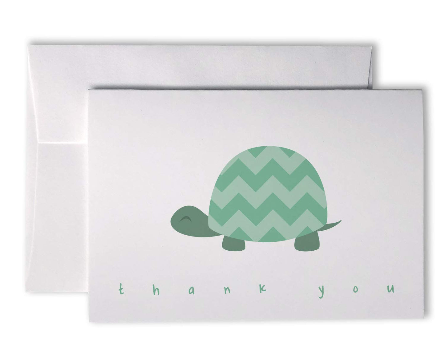Chevron Baby - Tarjetas de agradecimiento (48 tarjetas y sobres), diseño de tortuga verde