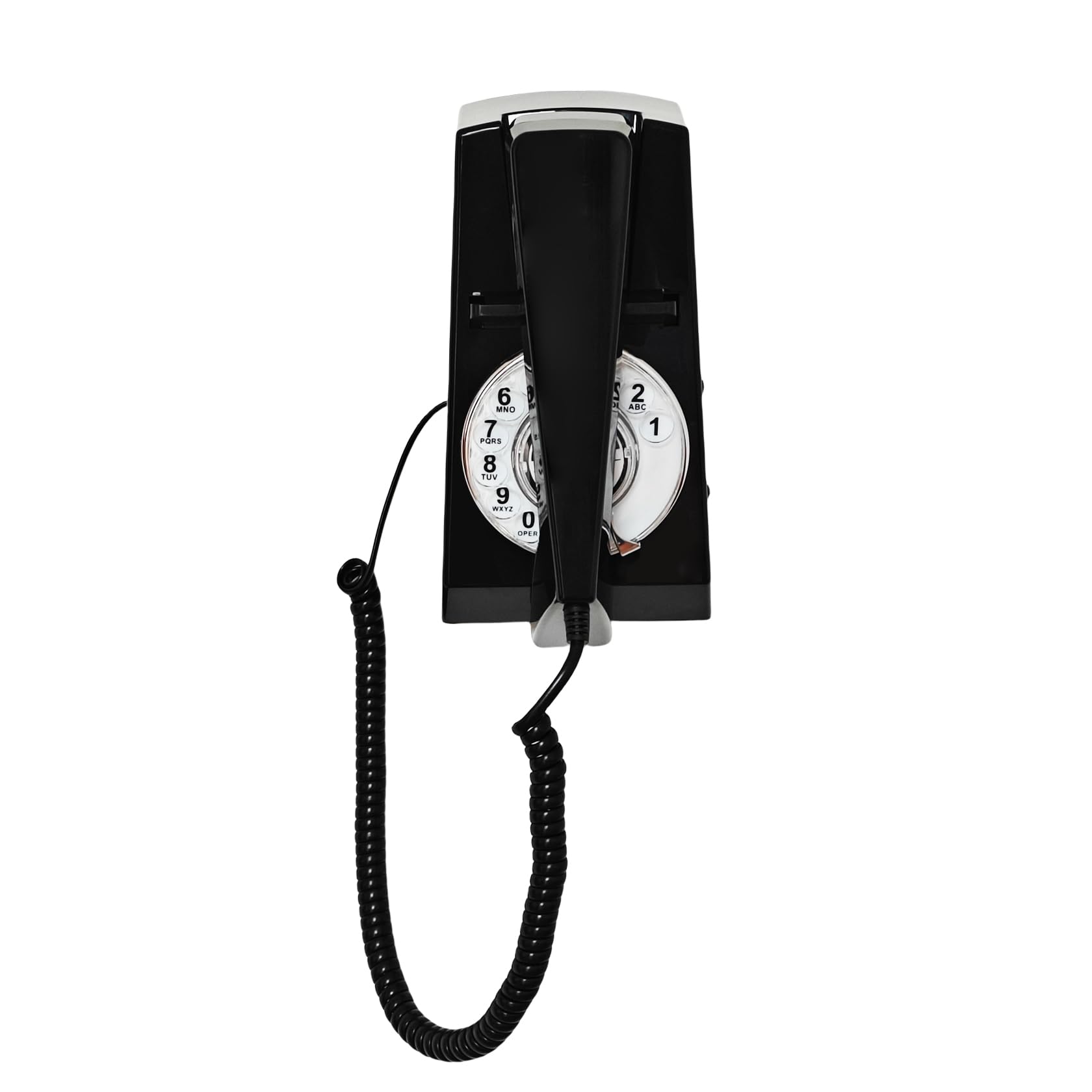 Teléfono retro Artisam, teléfono de pared con cable clásico, teléfono fijo antiguo, esfera rotativa, para oficina en casa, hotel, escuela (negro)