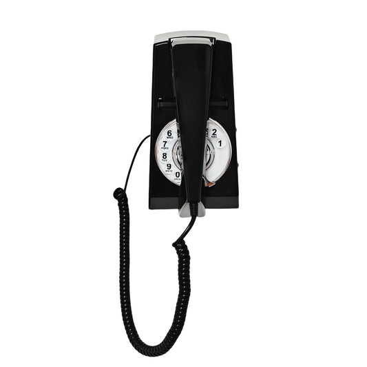 Teléfono retro Artisam, teléfono de pared con cable clásico, teléfono fijo antiguo, esfera rotativa, para oficina en casa, hotel, escuela (negro)