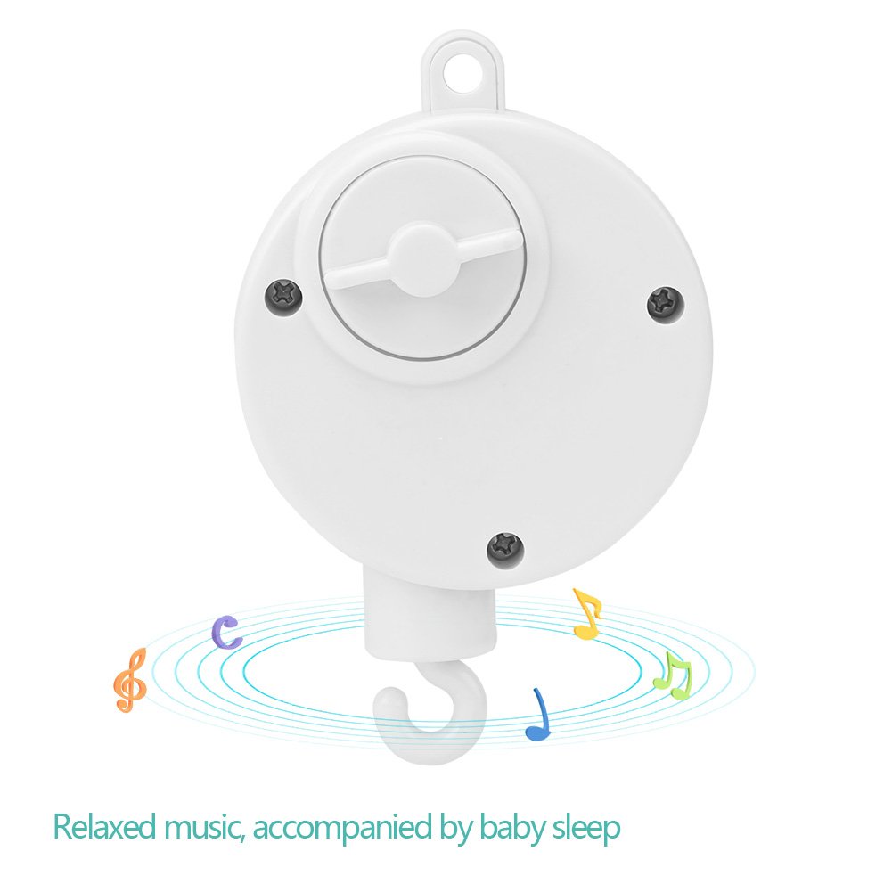 Móvil Musical Mecánico para Cuna de Bebé con Melodías Relajantes Blanco