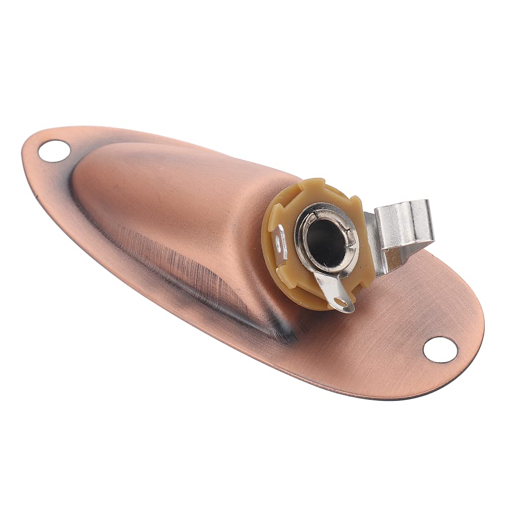 XIYANGJUAN - Conector de entrada para guitarra, cobre, color rojo, estilo barco, 1/4 pulgadas, con carga, salida de guitarra, casquillo para guitarra eléctrica Fender Strat Stratocaster (cobre rojo)