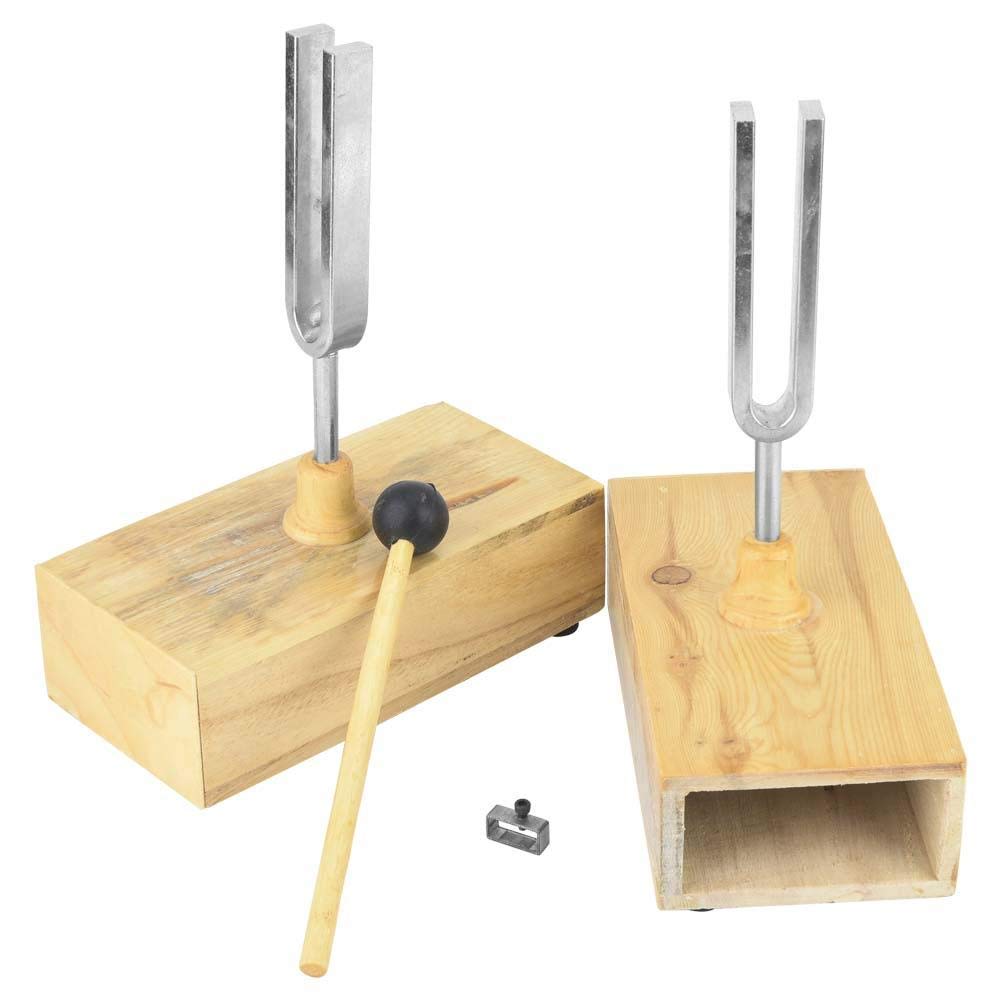 Diapasón, diapasón de viruta 440HZ con caja de resonador de madera y aldaba para diversos experimentos, como el sonido de la ocurrencia