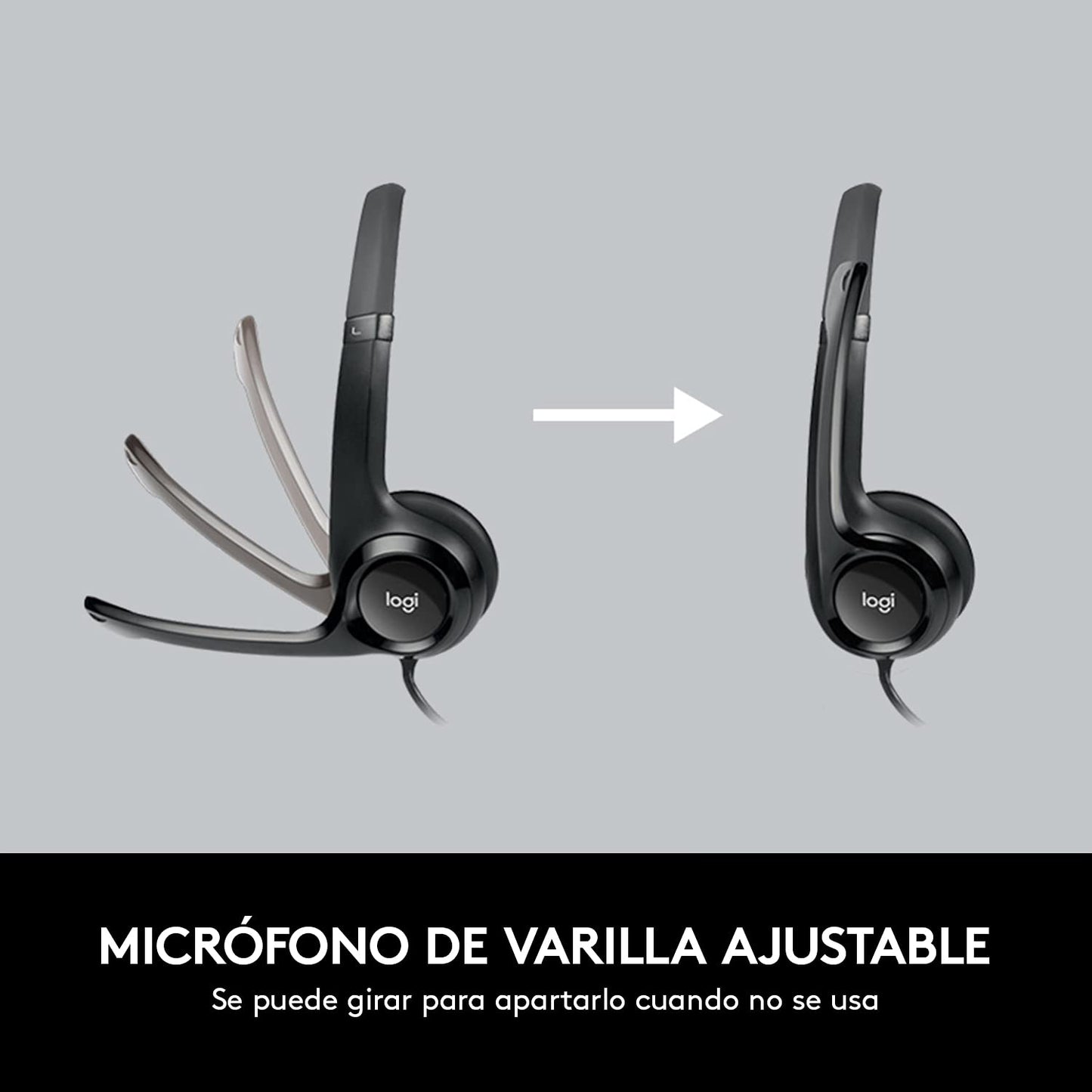 Logitech H390 Diadema con Cable, Sonido Estéreo y Micrófono USB con Supresión de Ruido, Controles Integrados en el Cable, PC/Mac/Laptop/Chromebook - Negro