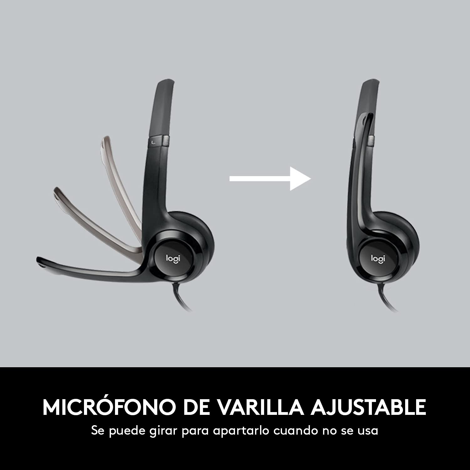 Logitech H390 Diadema con Cable, Sonido Estéreo y Micrófono USB con Supresión de Ruido, Controles Integrados en el Cable, PC/Mac/Laptop/Chromebook - Negro