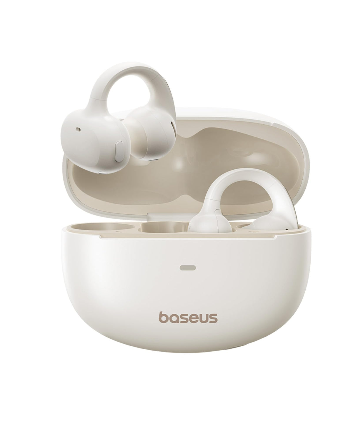 Audífonos Abiertos Baseus Blanco Clip-On con SuperBass y Carga Rápida