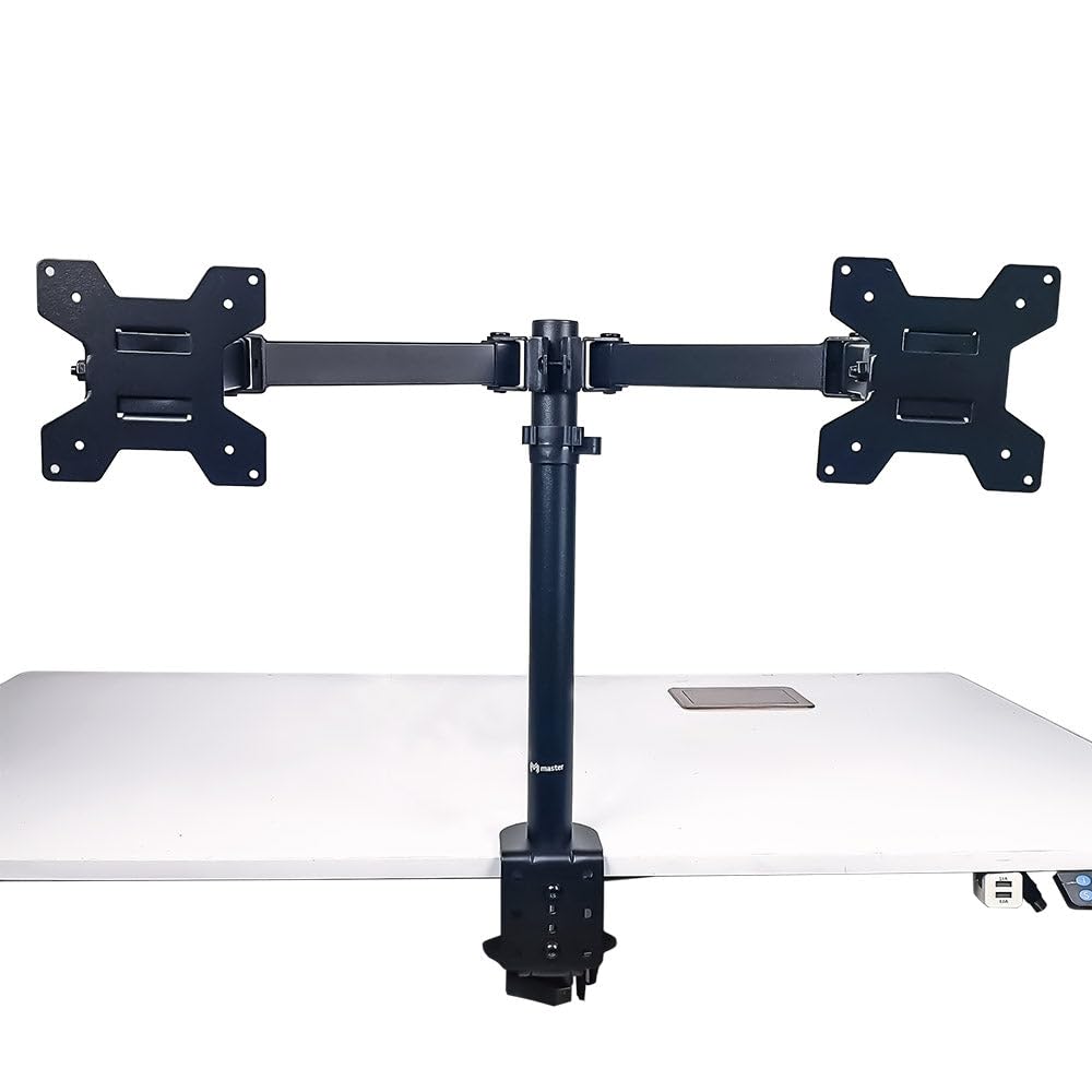 Soporte de Escritorio Master Negro con Doble Brazo Articulable para Dos Monitores