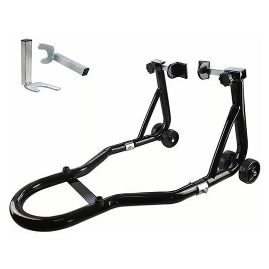 BOBOJIIIER Soporte Trasero para Motocicleta, soporte de elevación de rueda trasera, Moto Gato, Soporta Hasta 450 KG con Ruedas, Negro, L