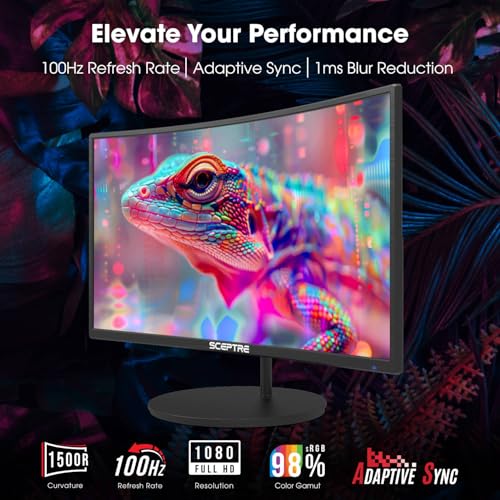 Monitor LED Curvado Sceptre Negro 27 Pulgadas FHD 1080p 75Hz HDMI VGA Altavoces Integrados 2019