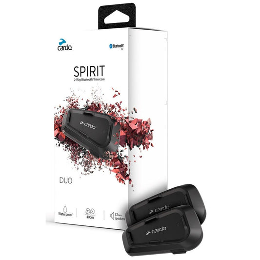 Auriculares de Comunicación Bluetooth Cardo Systems Spirit Negro Paquete Doble para Motocicleta