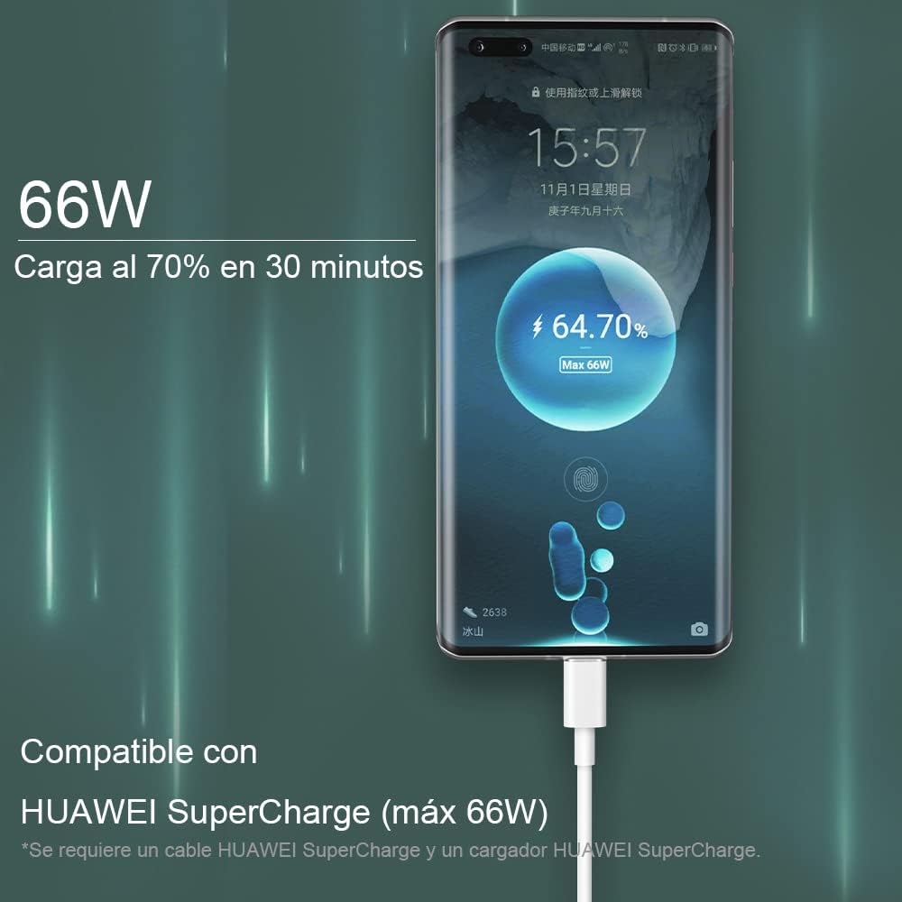 Cable USB C a USB A MORNWELL Blanco Carga Rápida 1M para Huawei y Otros Dispositivos