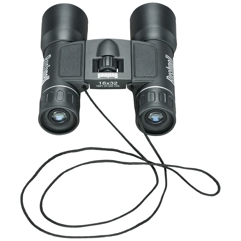 Bushnell | Binoculares Powerview Prisma Roof | 16x32 mm | Binocular Resistentes al Polvo y Salpicaduras | Negro