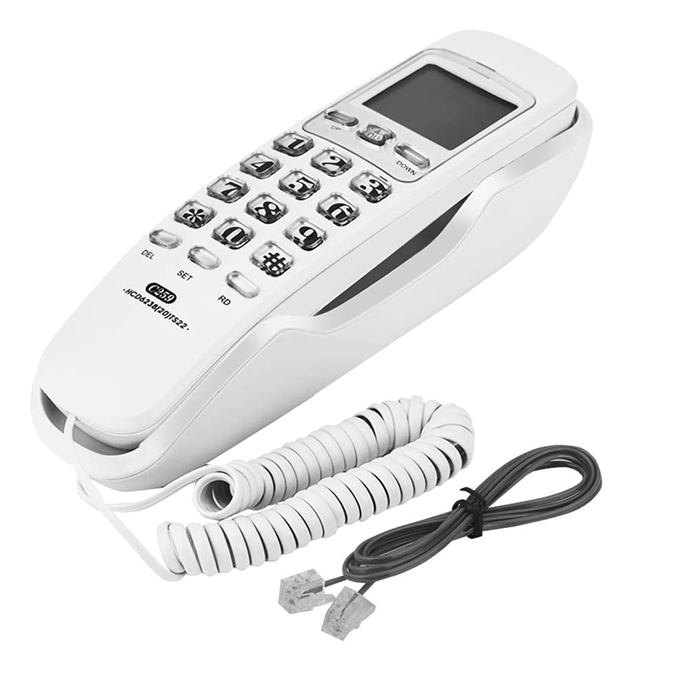 Teléfono con cable, identificador de llamadas con cable montado en la pared Teléfono fijo con rellamada de un botón, protección contra truenos y función de cancelación de ruido para el hotel de la ofi