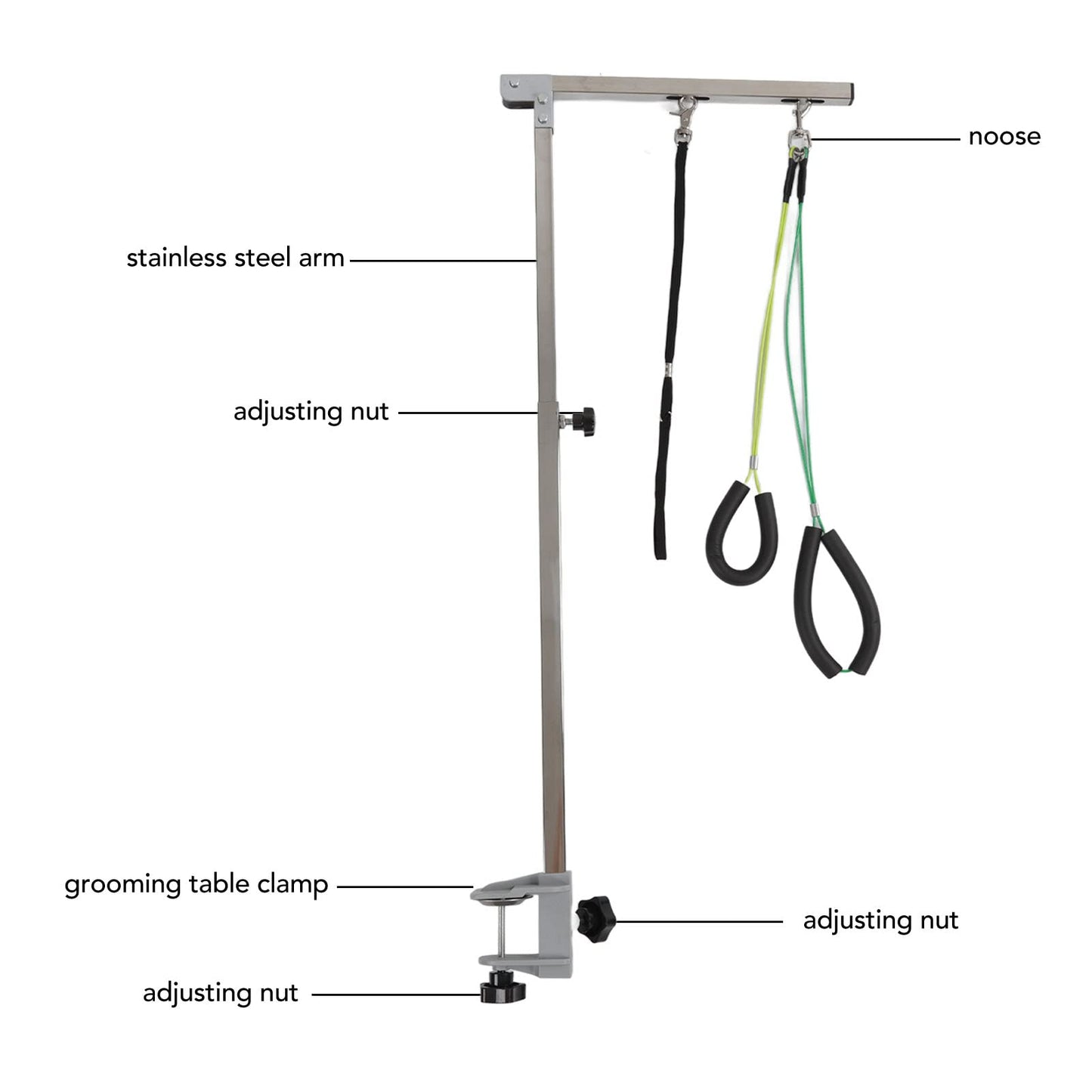 Brazo Ajustable para Aseo de Mascotas, Brazo de Mesa de Aseo para Perros, Cómodo Brazo de Acero Inoxidable Fuerte y Resistente, Altura Portátil Ajustable de 35 Pulgadas para Interior para Dueño de