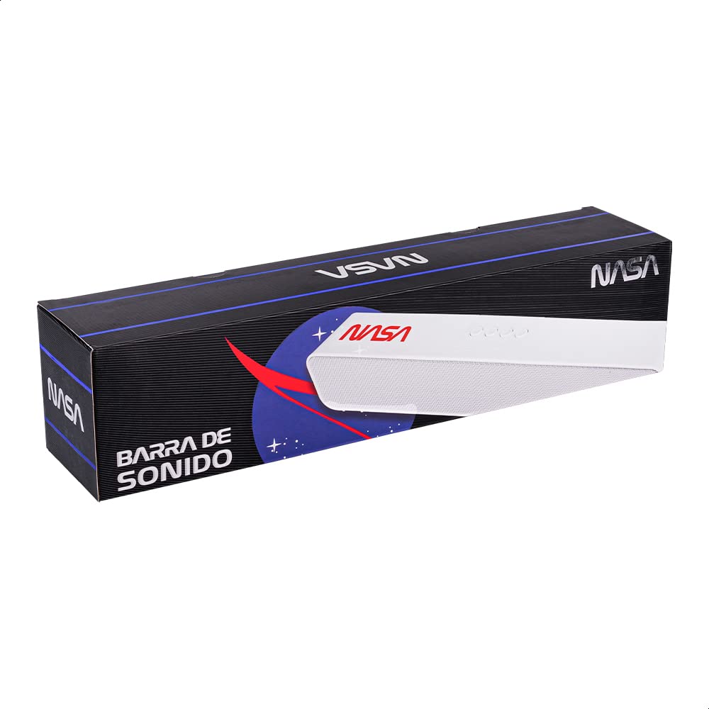 TECHZONE NASA Barra de Sonido, Bocina Bluetooth V5.0 Conexión TWS Batería Recargable, AUX TF/USB/FM, Color Blanco