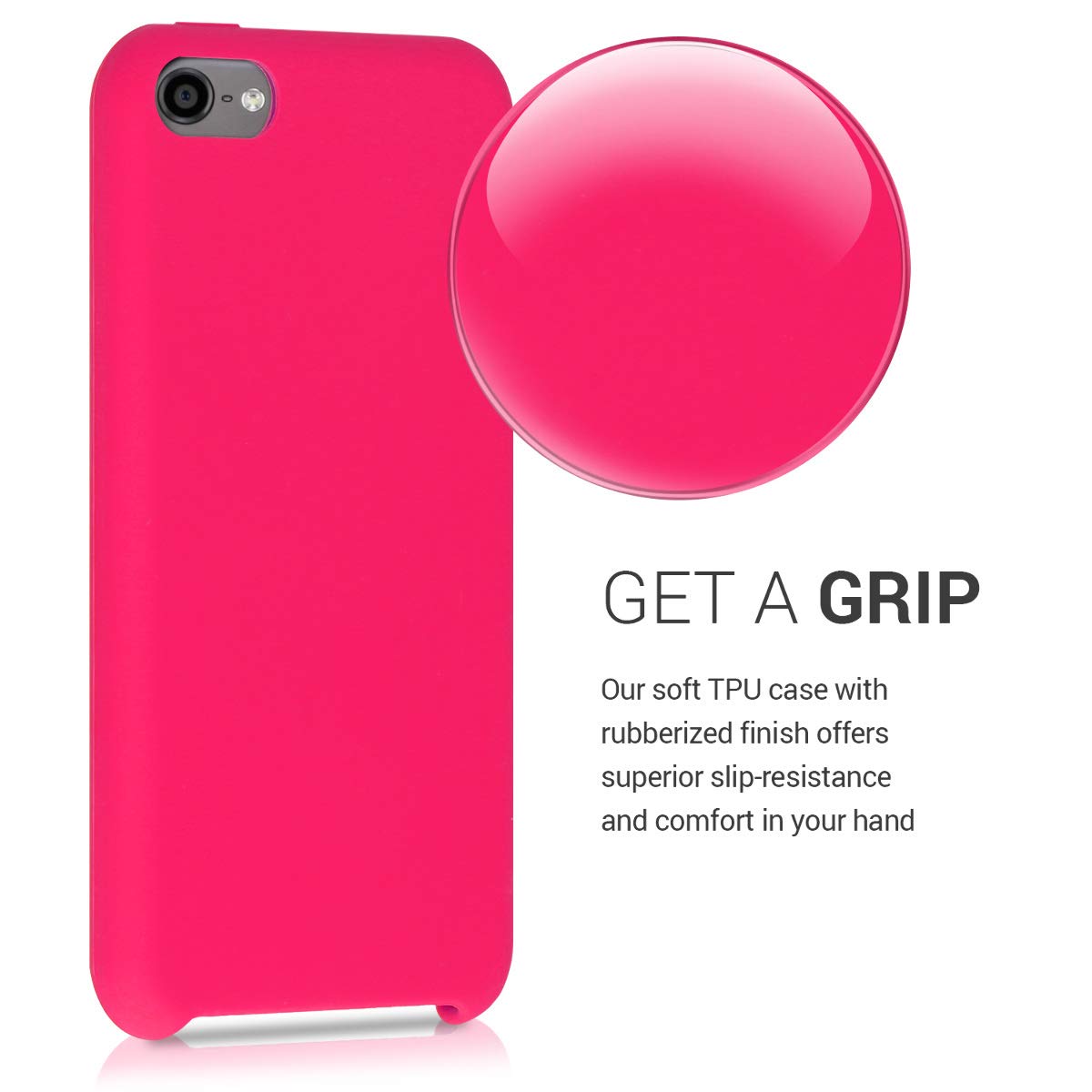 kwmobile Carcasa Compatible con Apple iPod Touch 6G / 7G (6a y 7a generación) - Funda Protectora de Silicona - Case Trasero en Rosa neón