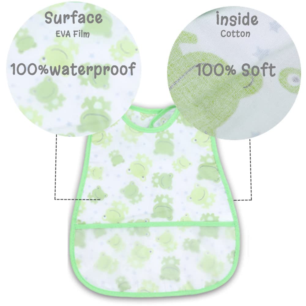 Norinori Babero impermeable para bebé, babero de alimentación con bolsillo para bebé, niño, niña, lavable, 6-37 M