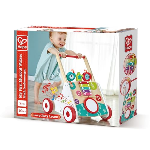 Juguete de Empujar (Arrastre) Caminador de Madera Musical Para Bebes y Niños : Desarrollo Motor y Diversión para Niños Pequeños. E0383