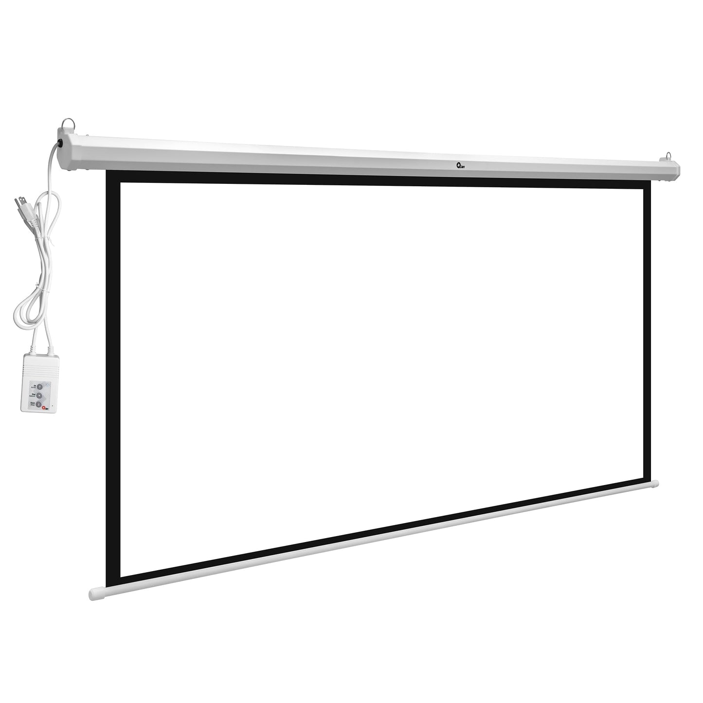 QIAN Pantalla de Proyección 120' PVC eléctrica Color Blanca Mate - Montaje en Pared y Techo, con Control Remoto, para Oficina,Escuela, Negocio.