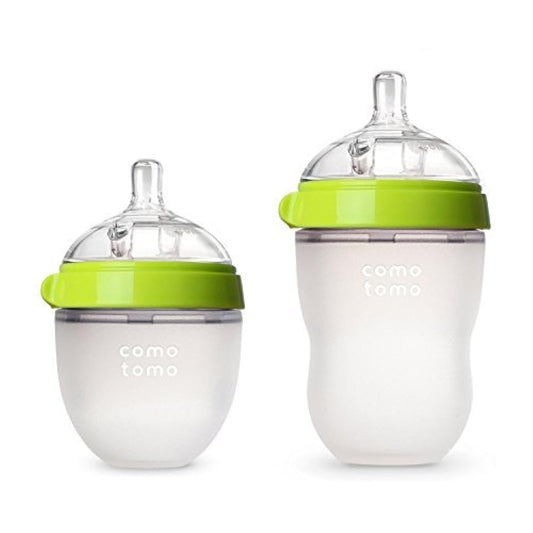 Comotomo Natural Feel Bundle - 2 Items: 8 Ounce Baby Bottle Green & 5 Ounce Baby Bottle Green by Comotomo