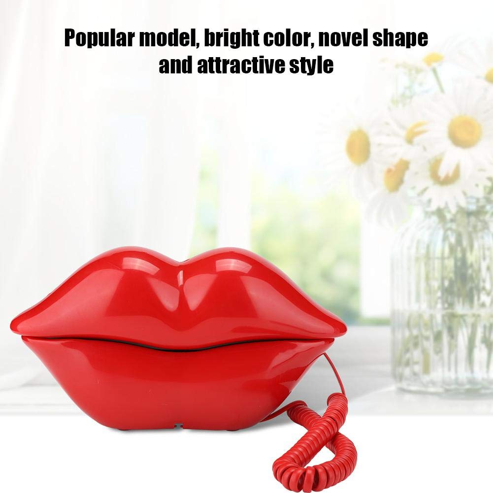 Teléfono Fijo con Forma de Labio, Calidad de Sonido Clara,Moda novedosa, Tanto un teléfono como un artículo para el hogar Absolutamente Moderno para teléfono de Escritorio con Forma (Rojo)
